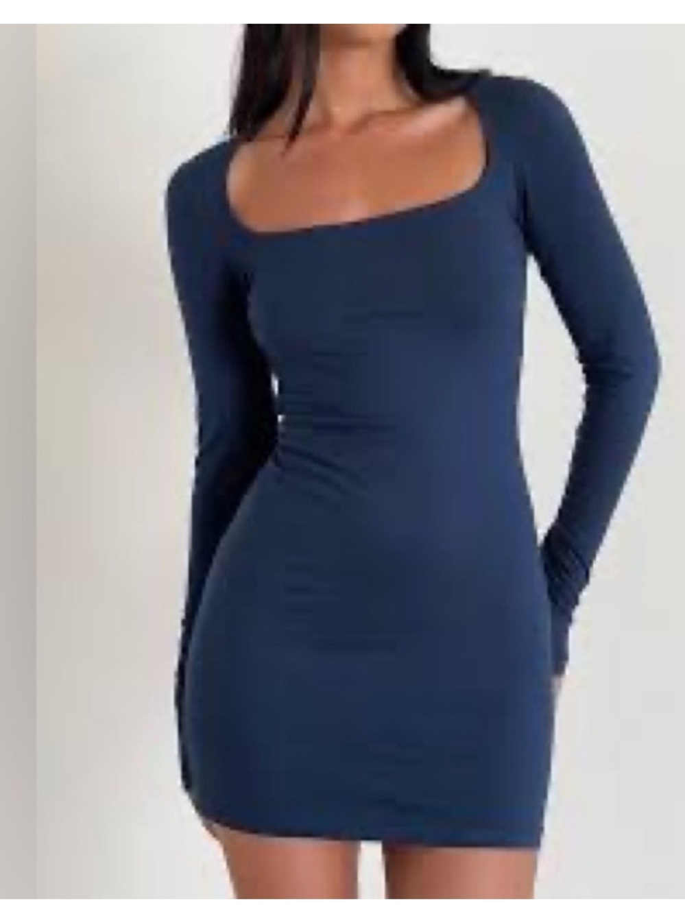 Abercrombie & Fitch Dusty Blue Long Sleeve Square Neck Dress Size SP